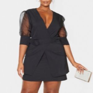 Organza sleeve skater dress